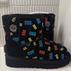 UGG Black Boots with Multicolor Logo